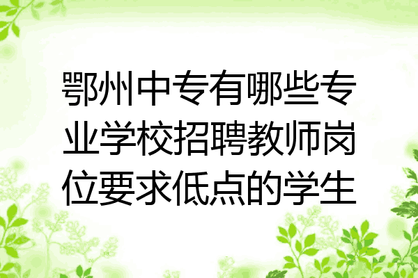 鄂州中专有哪些专业学校招聘教师岗位要求低点的学生