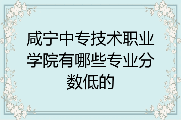 咸宁中专技术职业学院有哪些专业分数低的