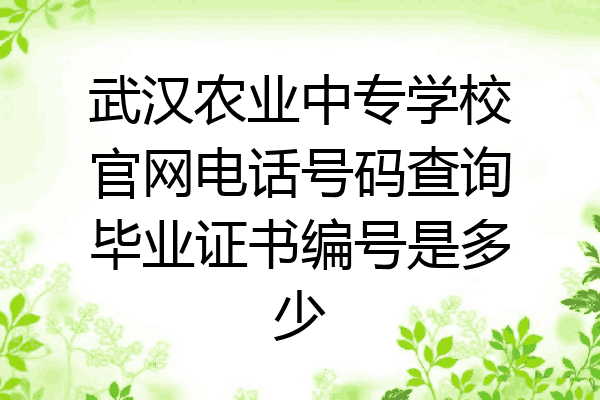 武汉农业中专学校官网电话号码查询毕业证书编号是多少