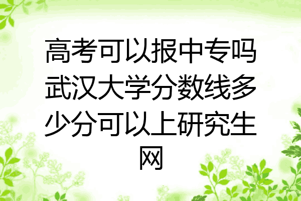 高考可以报中专吗武汉大学分数线多少分可以上研究生网