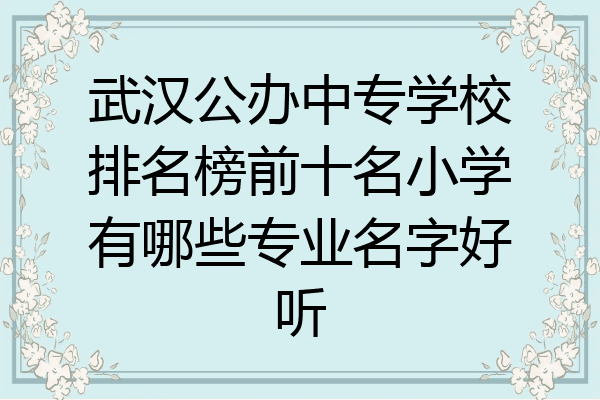 武汉公办中专学校排名榜前十名小学有哪些专业名字好听