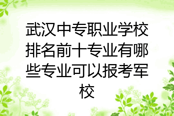 武汉中专职业学校排名前十专业有哪些专业可以报考军校