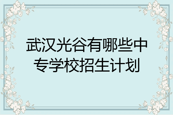 武汉光谷有哪些中专学校招生计划