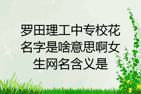 罗田理工中专校花名字是啥意思啊女生网名含义是
