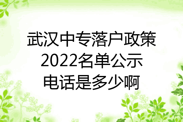 武汉中专落户政策2022名单公示电话是多少啊