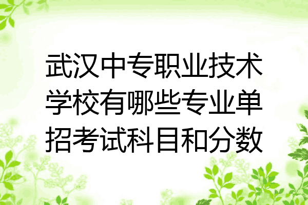 武汉中专职业技术学校有哪些专业单招考试科目和分数