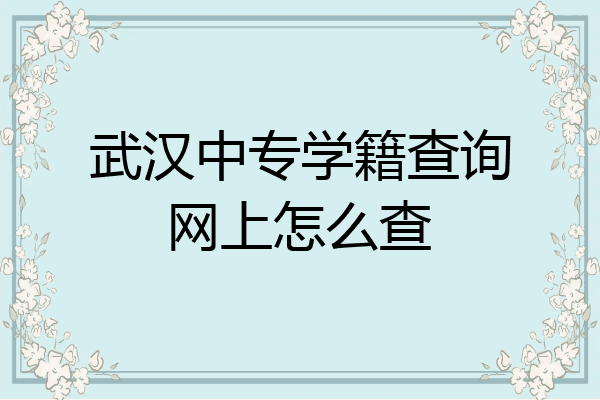 武汉中专学籍查询网上怎么查