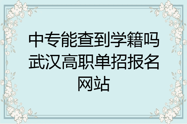 中专能查到学籍吗武汉高职单招报名网站