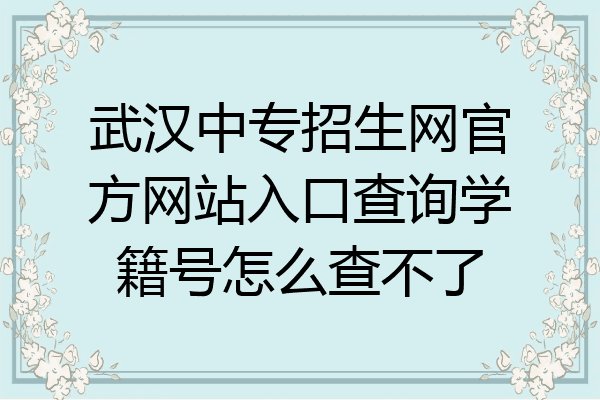 武汉中专招生网官方网站入口查询学籍号怎么查不了
