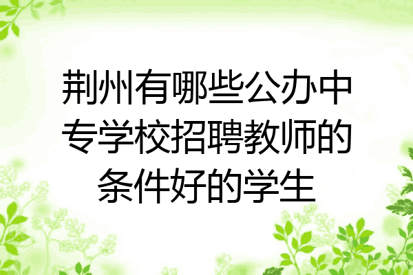 荆州有哪些公办中专学校招聘教师的条件好的学生