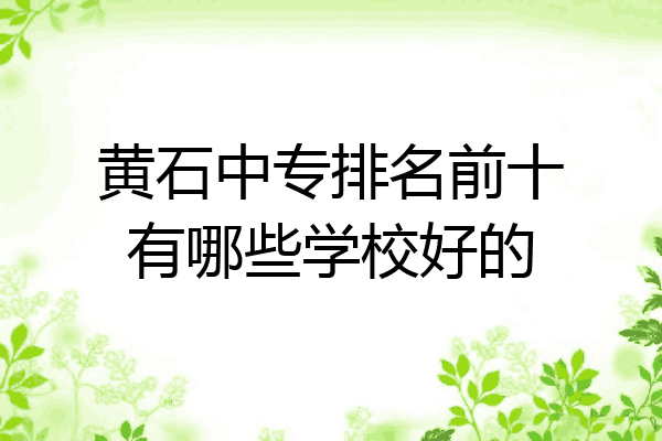 黄石中专排名前十有哪些学校好的