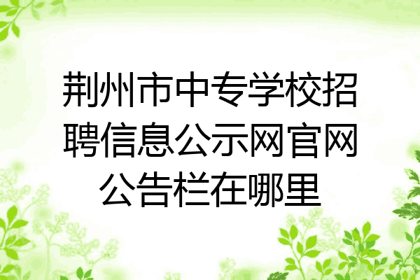 荆州市中专学校招聘信息公示网官网公告栏在哪里