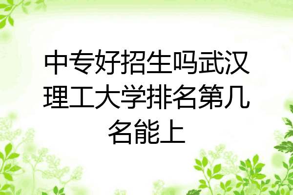 中专好招生吗武汉理工大学排名第几名能上
