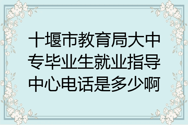 十堰市教育局大中专毕业生就业指导中心电话是多少啊
