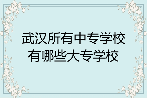 武汉所有中专学校有哪些大专学校