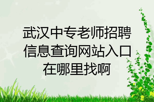 武汉中专老师招聘信息查询网站入口在哪里找啊