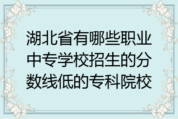 湖北省有哪些职业中专学校招生的分数线低的专科院校