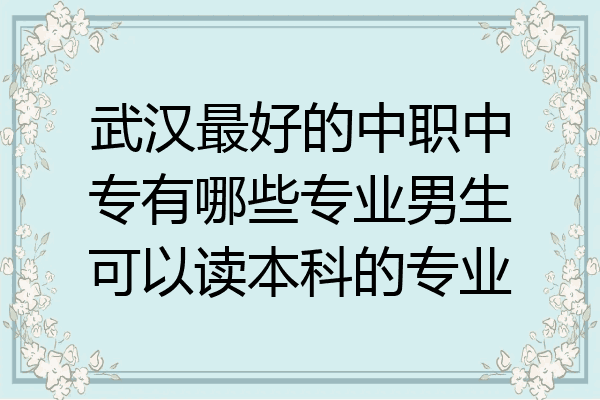 武汉最好的中职中专有哪些专业男生可以读本科的专业
