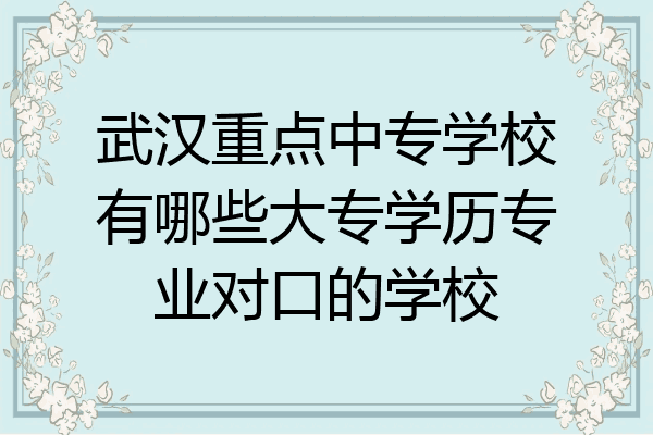 武汉重点中专学校有哪些大专学历专业对口的学校