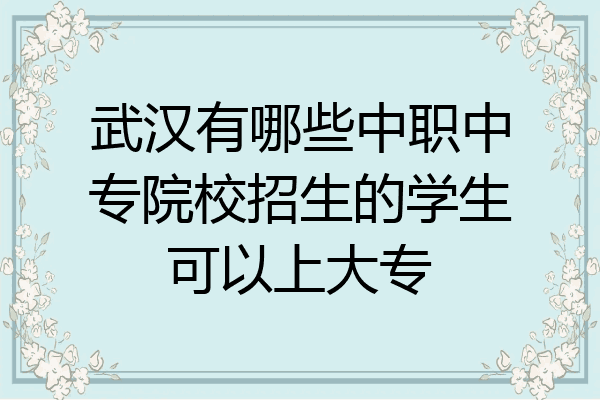 武汉有哪些中职中专院校招生的学生可以上大专