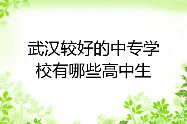 武汉较好的中专学校有哪些高中生
