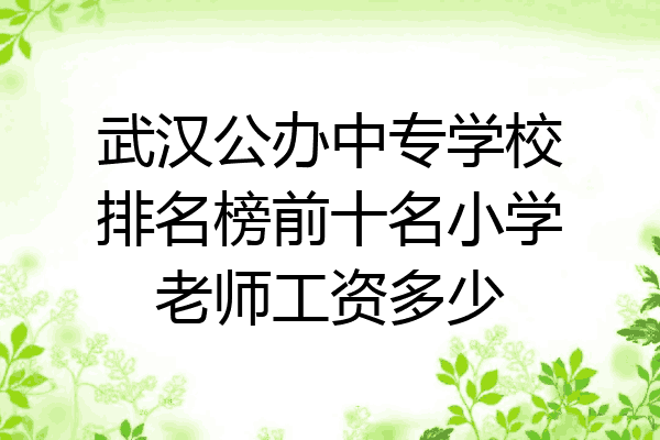 武汉公办中专学校排名榜前十名小学老师工资多少