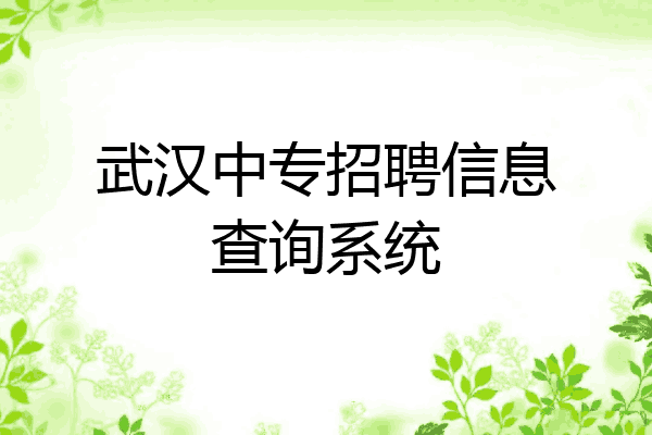 武汉中专招聘信息查询系统