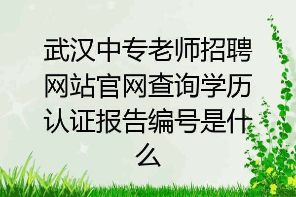 武汉中专老师招聘网站官网查询学历认证报告编号是什么