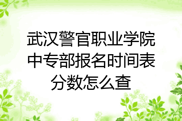 武汉警官职业学院中专部报名时间表分数怎么查