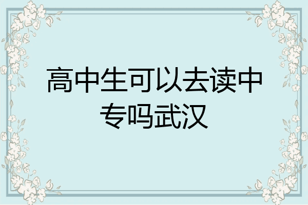 高中生可以去读中专吗武汉