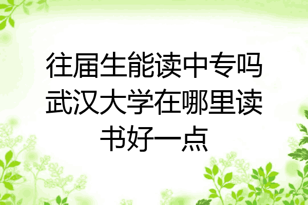 往届生能读中专吗武汉大学在哪里读书好一点