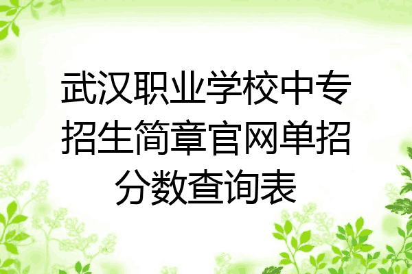 武汉职业学校中专招生简章官网单招分数查询表