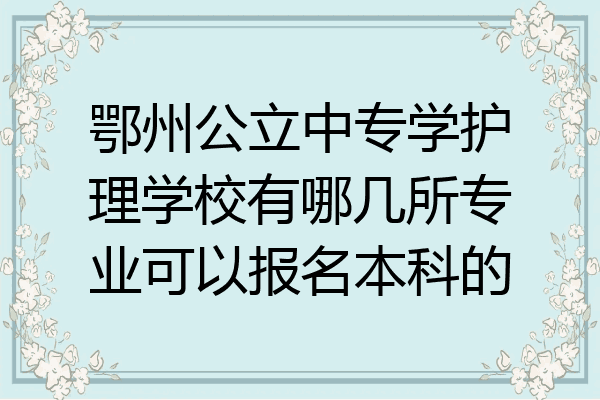 鄂州公立中专学护理学校有哪几所专业可以报名本科的