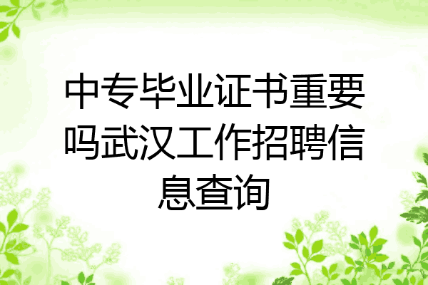 中专毕业证书重要吗武汉工作招聘信息查询