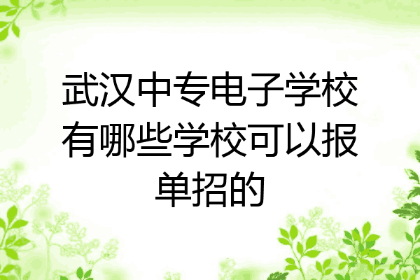 武汉中专电子学校有哪些学校可以报单招的