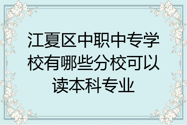 江夏区中职中专学校有哪些分校可以读本科专业