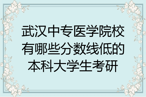 武汉中专医学院校有哪些分数线低的本科大学生考研