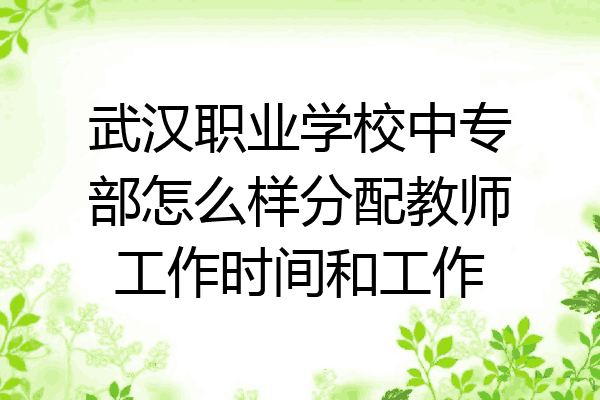 武汉职业学校中专部怎么样分配教师工作时间和工作