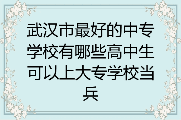 武汉市最好的中专学校有哪些高中生可以上大专学校当兵