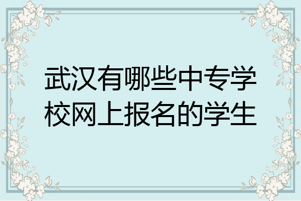 武汉有哪些中专学校网上报名的学生