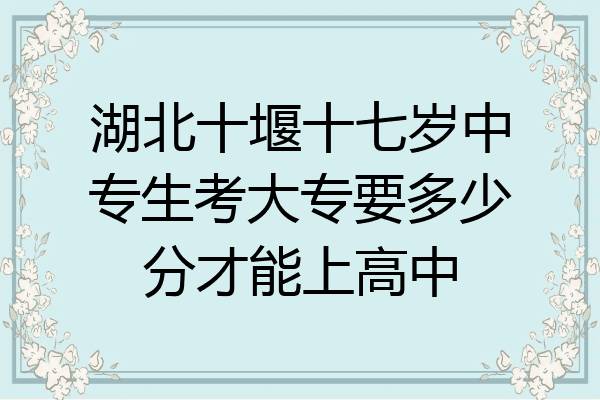 湖北十堰十七岁中专生考大专要多少分才能上高中