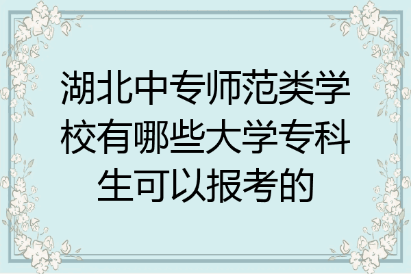 湖北中专师范类学校有哪些大学专科生可以报考的