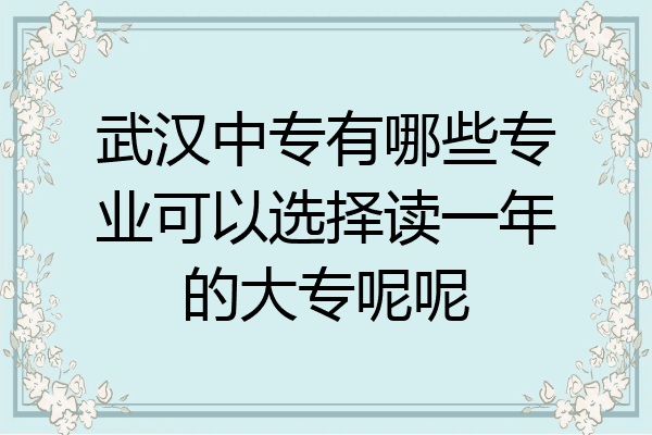 武汉中专有哪些专业可以选择读一年的大专呢呢