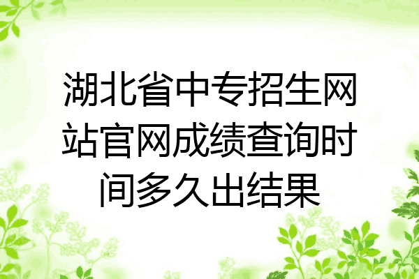 湖北省中专招生网站官网成绩查询时间多久出结果