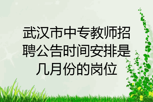 武汉市中专教师招聘公告时间安排是几月份的岗位