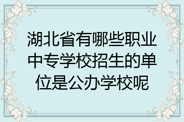 湖北省有哪些职业中专学校招生的单位是公办学校呢