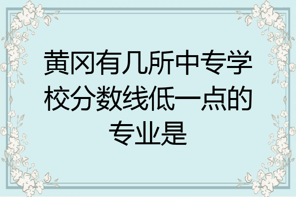 黄冈有几所中专学校分数线低一点的专业是