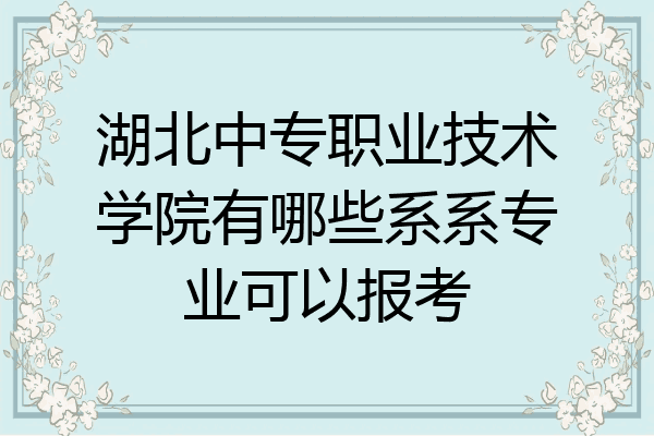 湖北中专职业技术学院有哪些系系专业可以报考