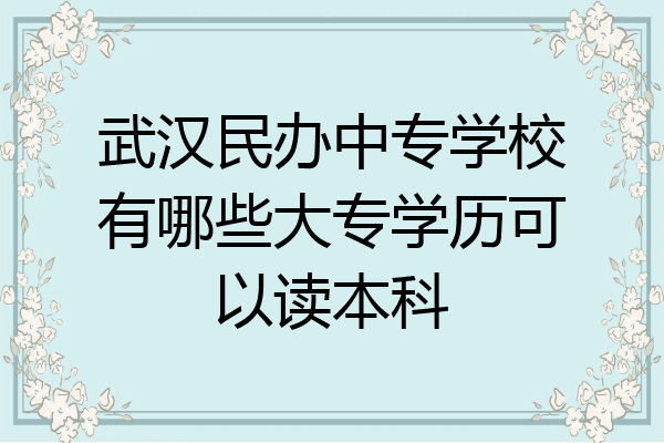 武汉民办中专学校有哪些大专学历可以读本科
