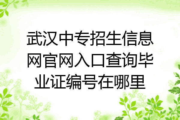 武汉中专招生信息网官网入口查询毕业证编号在哪里